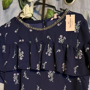 NEW...Juicy Couture Blouse (blue with floral print)